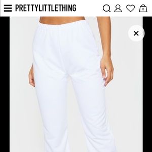 Prettylittlething white sweatpants